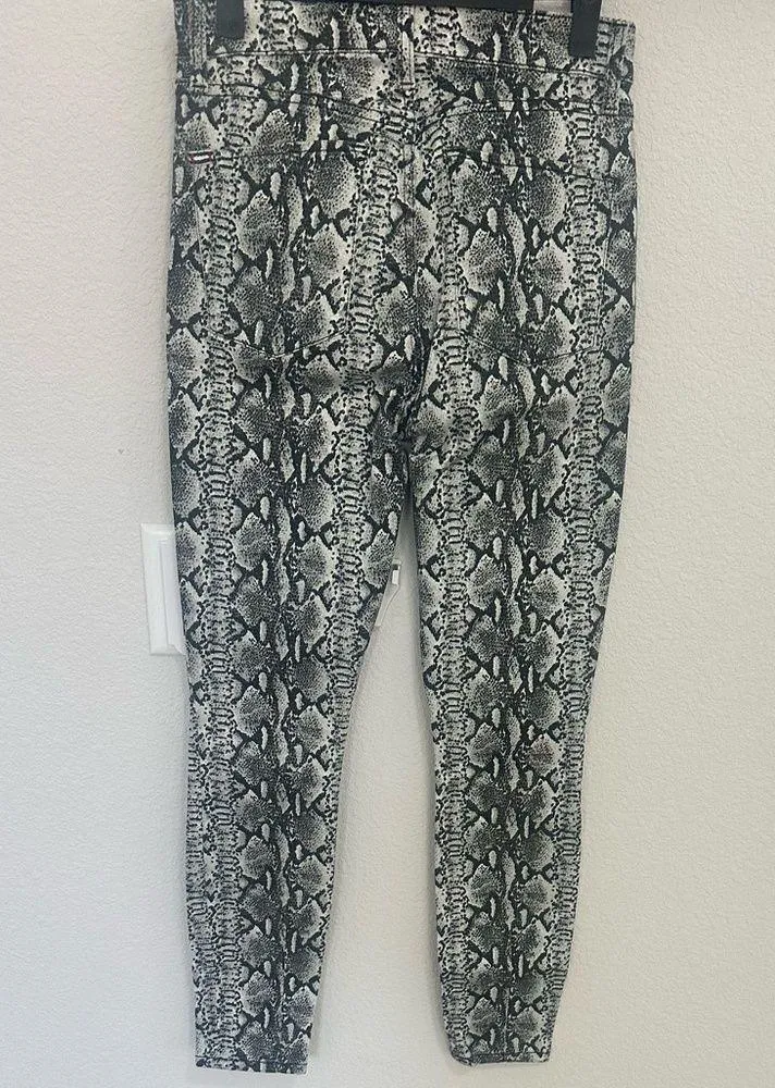 Alice + Olivia Jeans Good High Rise Skinny Jeans Snake Print Black White size 27 - Image 5