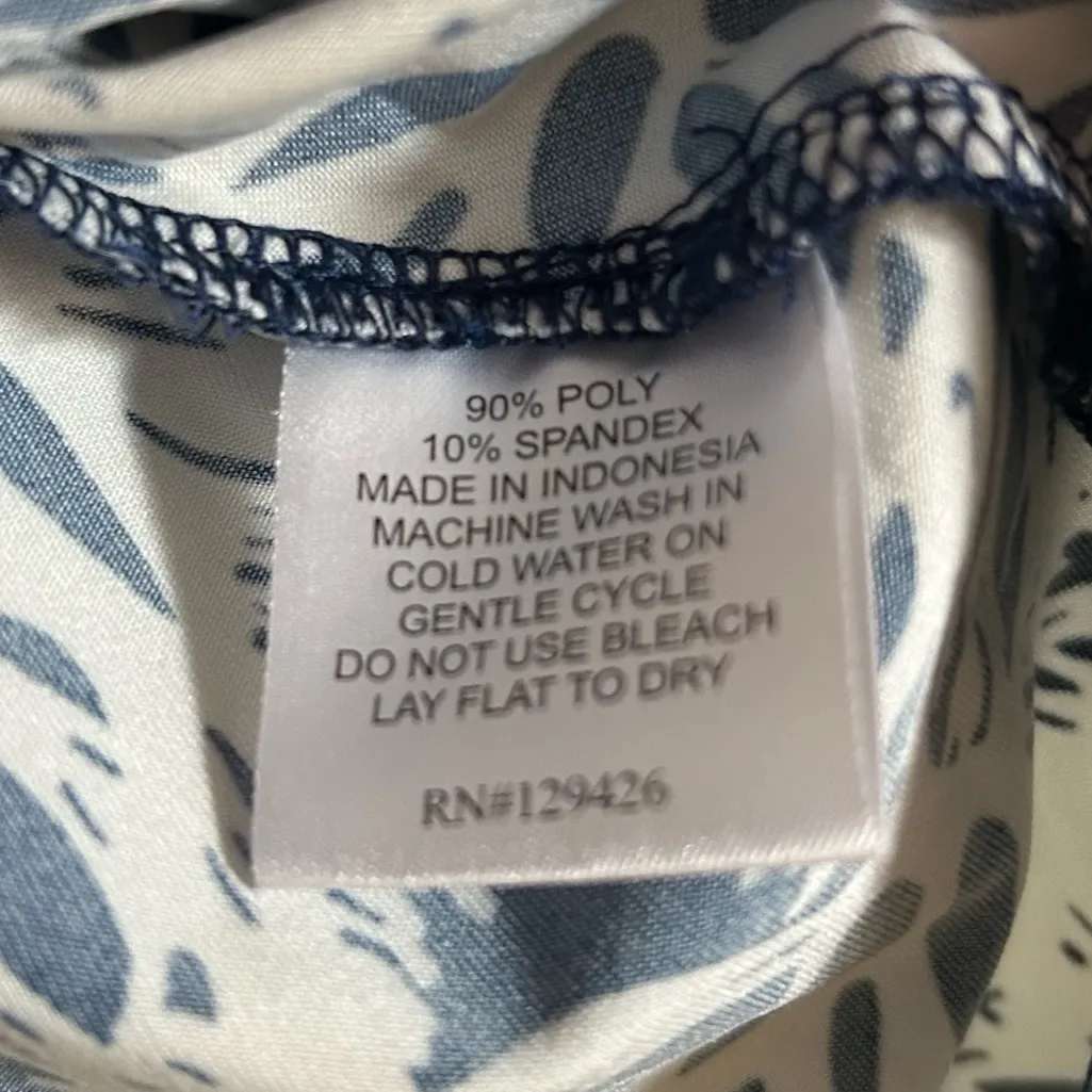 La Mer Luxe Ruffle Coral Pattern Sleeveless Top Blue Size M - Image 2