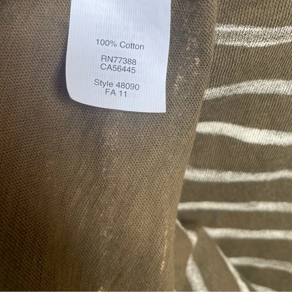 J.Crew  Stripe Sequin 3/4 Sleeve Top Olive Green Cream NWT - Image 7