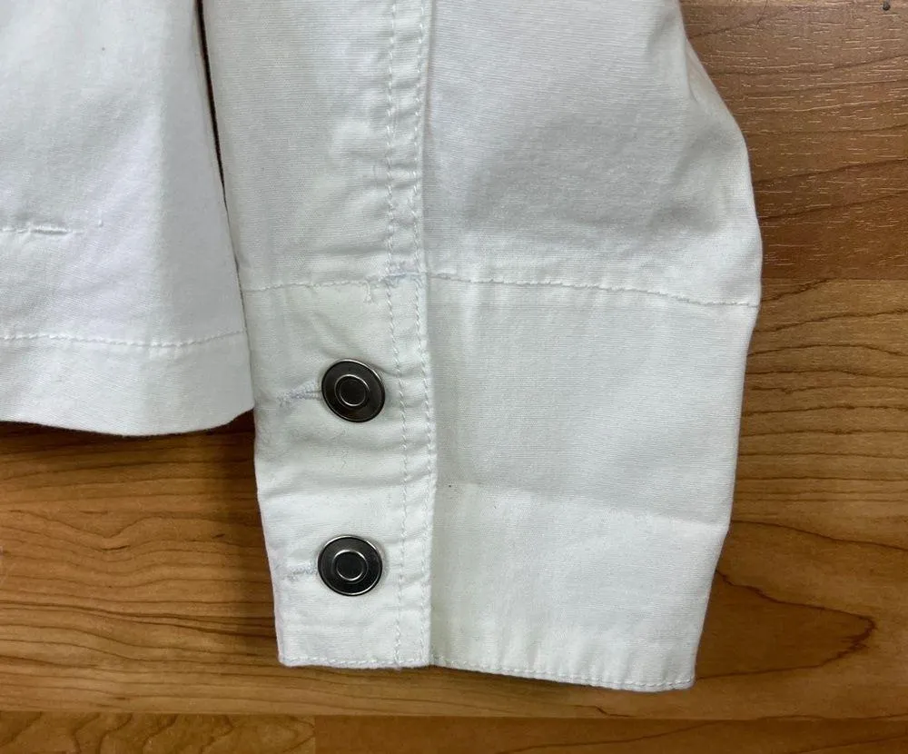 Bamboo Traders Size Small White Lightweight Denim Jacket w/4 Pockets - Image 4