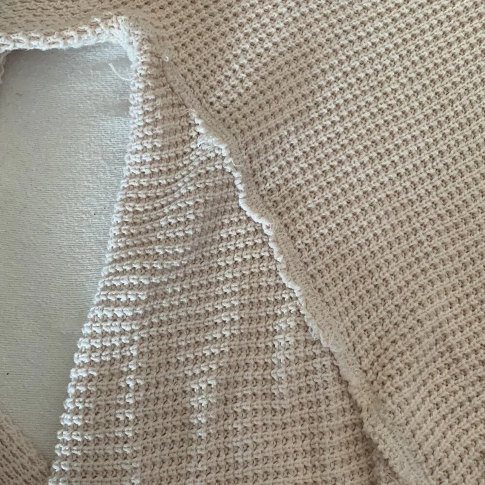 Free people womens xs oversized cold shoulder waffle knit top shirt long sleeve - Image 6