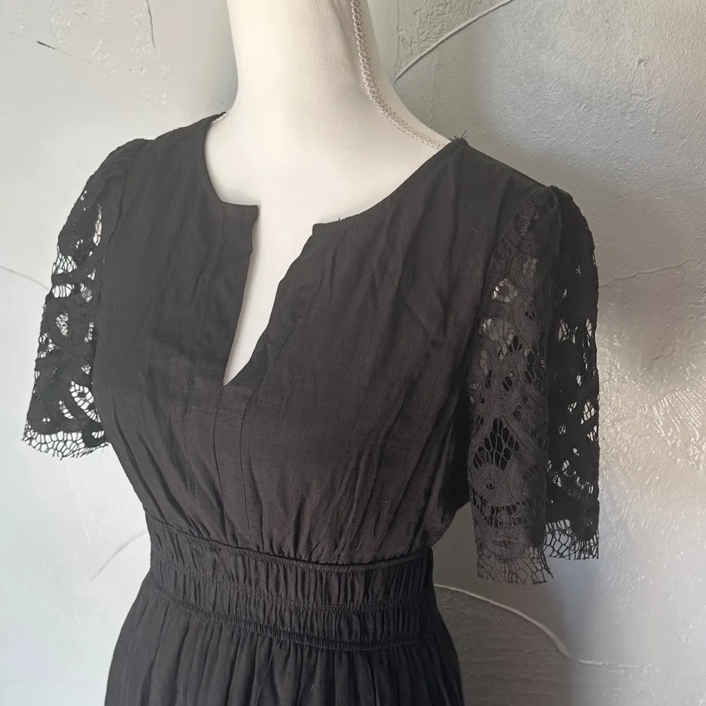 Chic Black Lace Maxi Dress Size M - Image 8