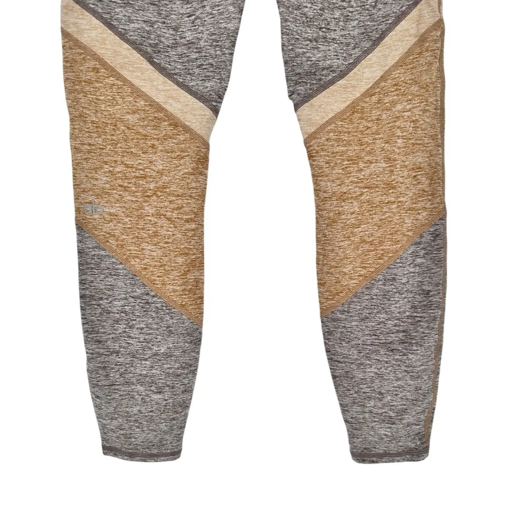 Alo Yoga 7/8 High-Waist Alosoft Sheila Legging size Small Tan Grey Colorblock - Image 6