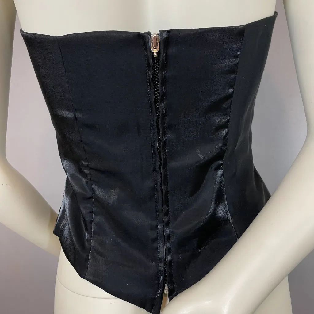 Vintage 90s Prom Halter Top Beads Tie Black Zip - Image 6
