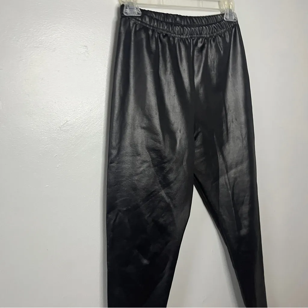 Women's Black Faux Leather Pants Size M - Image 3