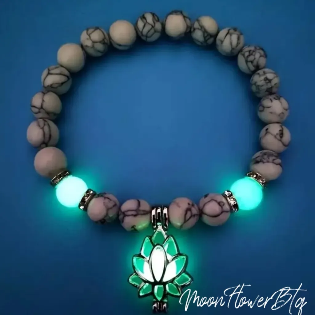 White Turquoise Lotus Stone Bracelet - Image 3