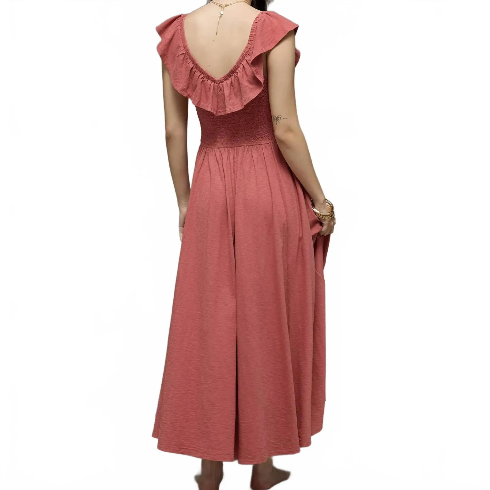 AE 100% Cotton Sunchaser Knit Drop Waist Midi Dress American Eagle Pink NWT XL - Image 7