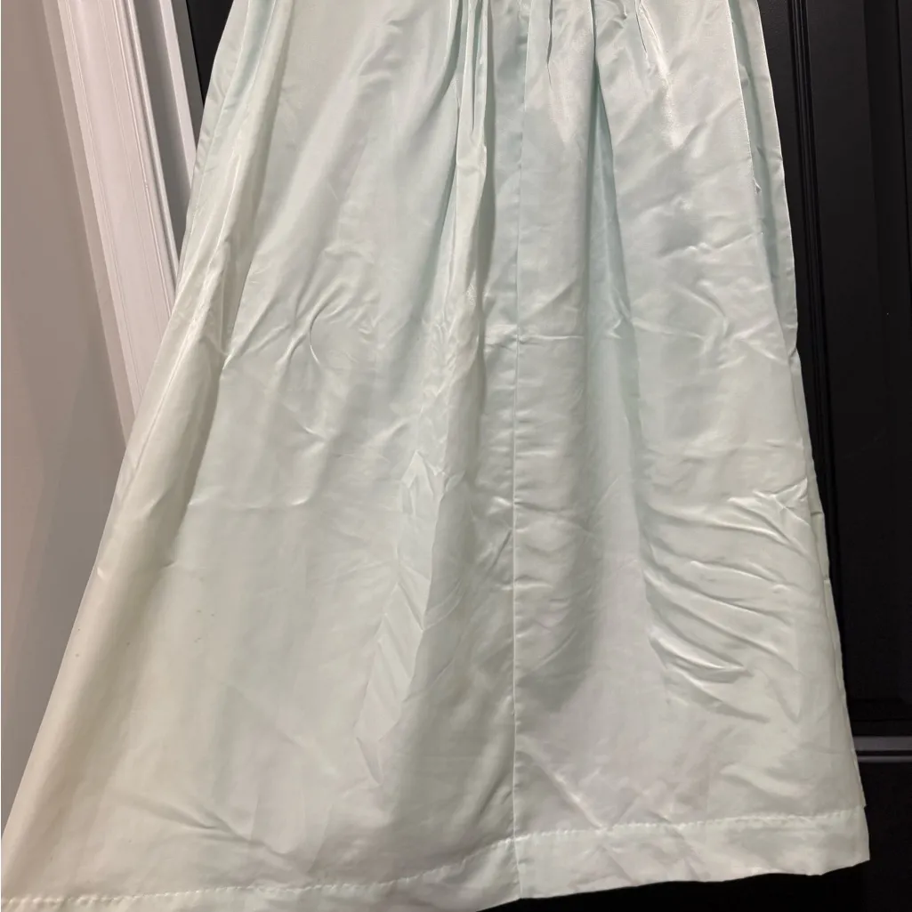 Christian Dior Vintage Blue Green Satin Lace Dress - Image 9