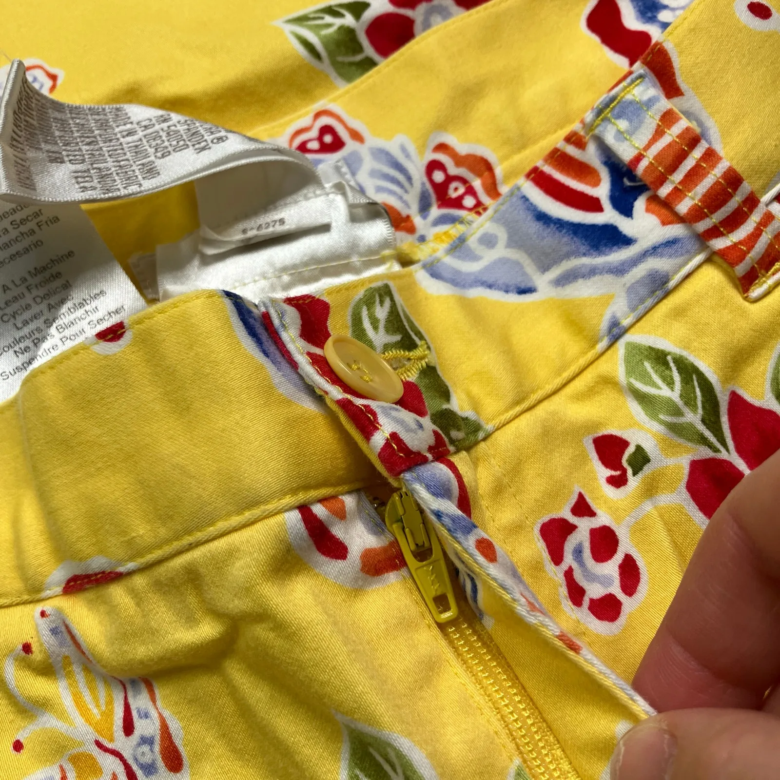 Jones New York Sport Yellow Floral Stretch Capri Pants Cotton Womens 16 - Image 4