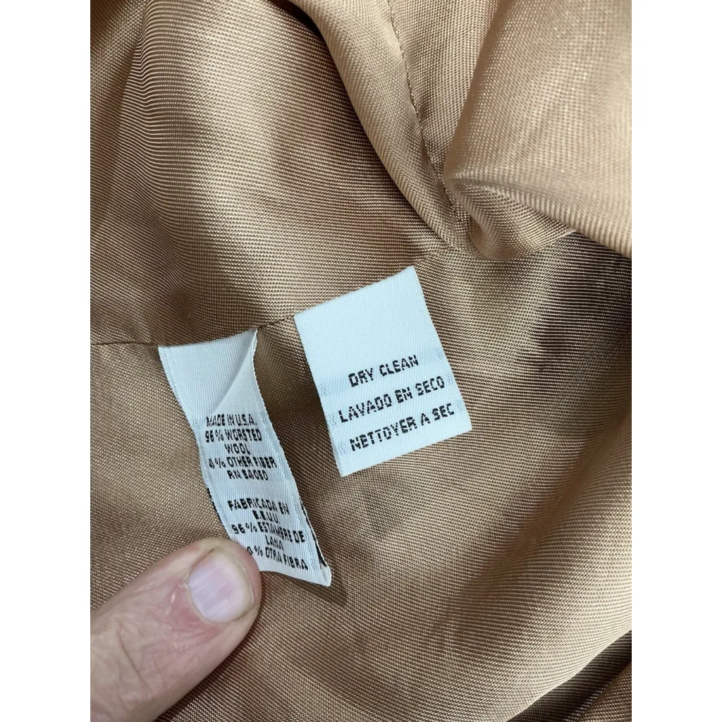 Womans Jones NY Button Down Blazer 12 Brown Plaid Lined Shoulder Pads - Image 5