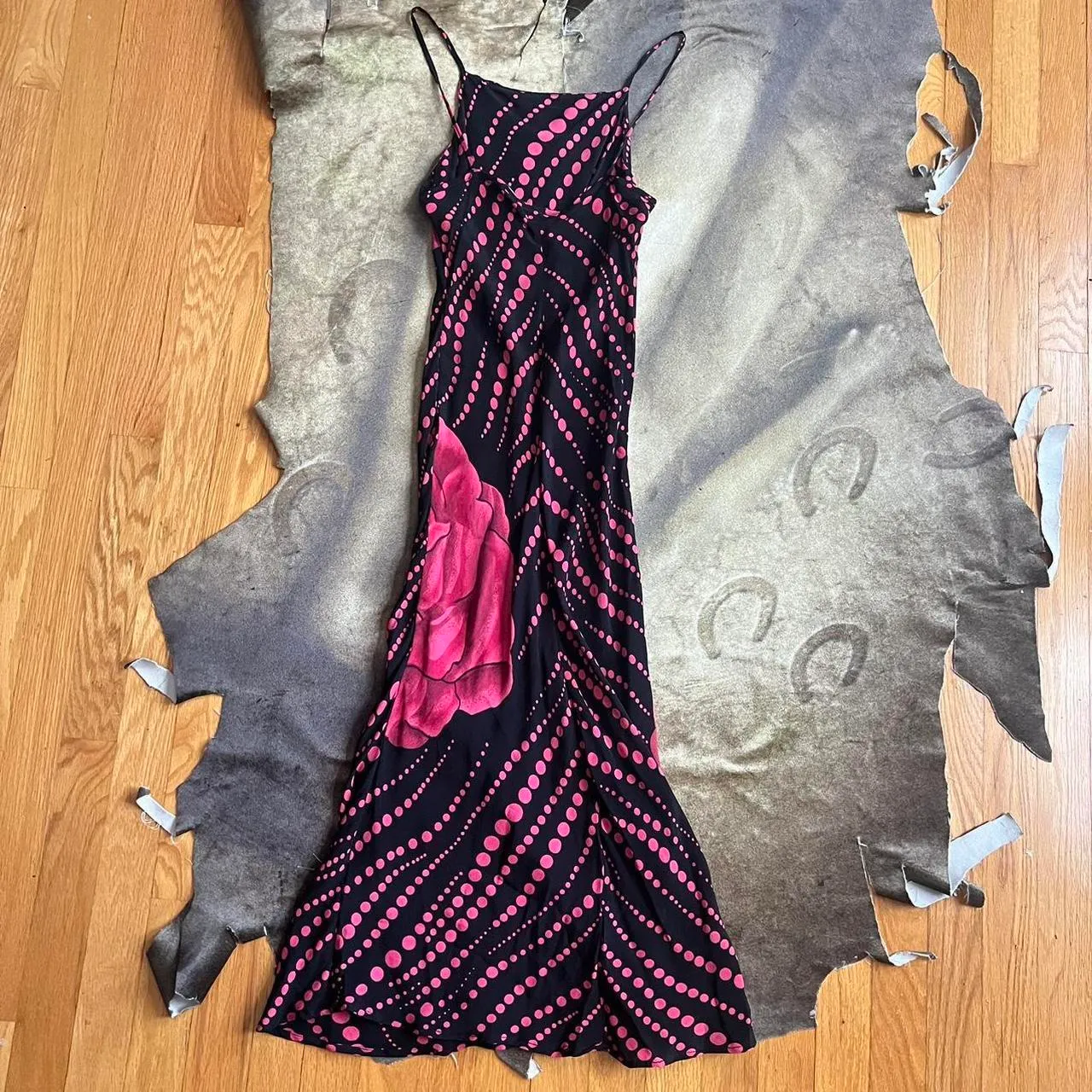 American Vintage Black And Pink Polka Dot Floral Print Dress - Image 5