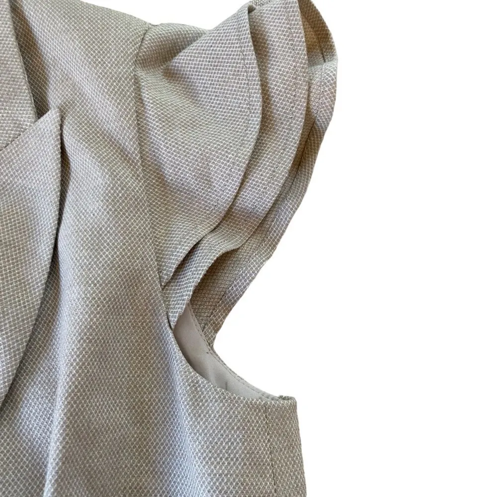 White House Black Market Flounce Sleeve Studio Vest Beige Tan Size 0 - Image 7