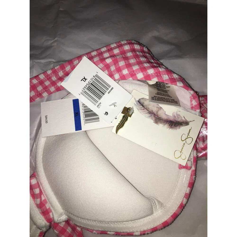 JESSICA SIMPSON SOUTHERN TIDE GINGHAM BANDEAU BIKINI TOP SIZE XL - Image 4