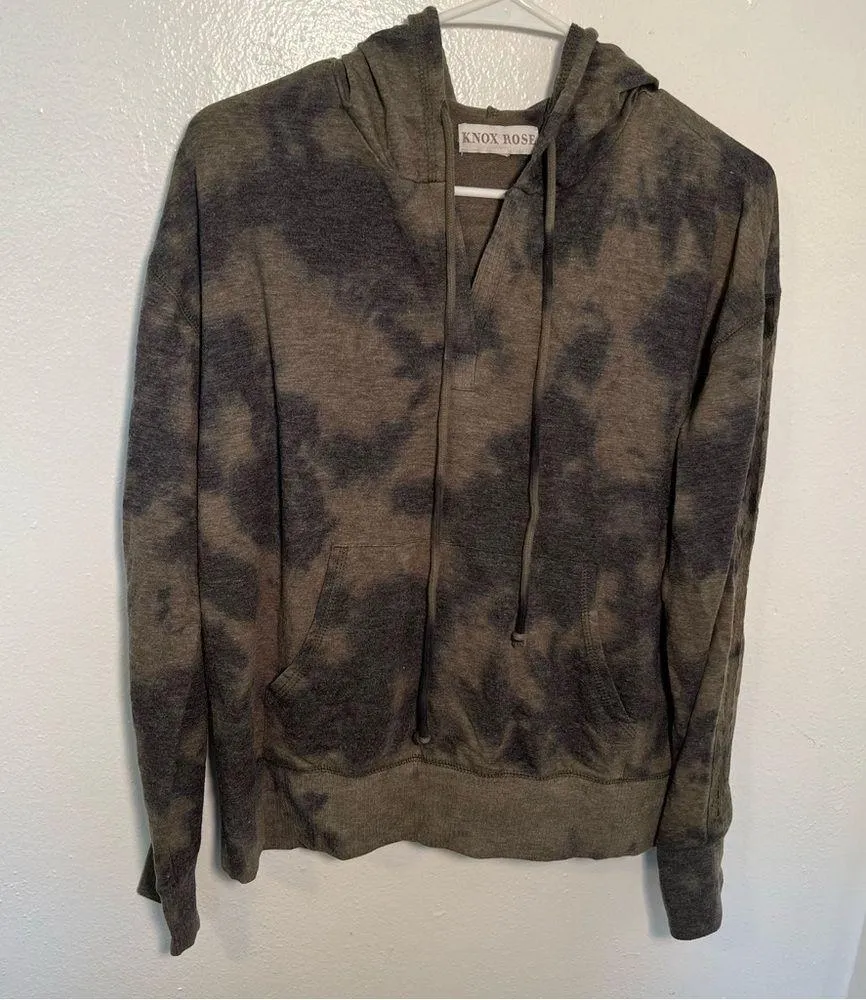 Knox Rose Tie Dye Hooded Sweatshirt Green Camo - Image 2