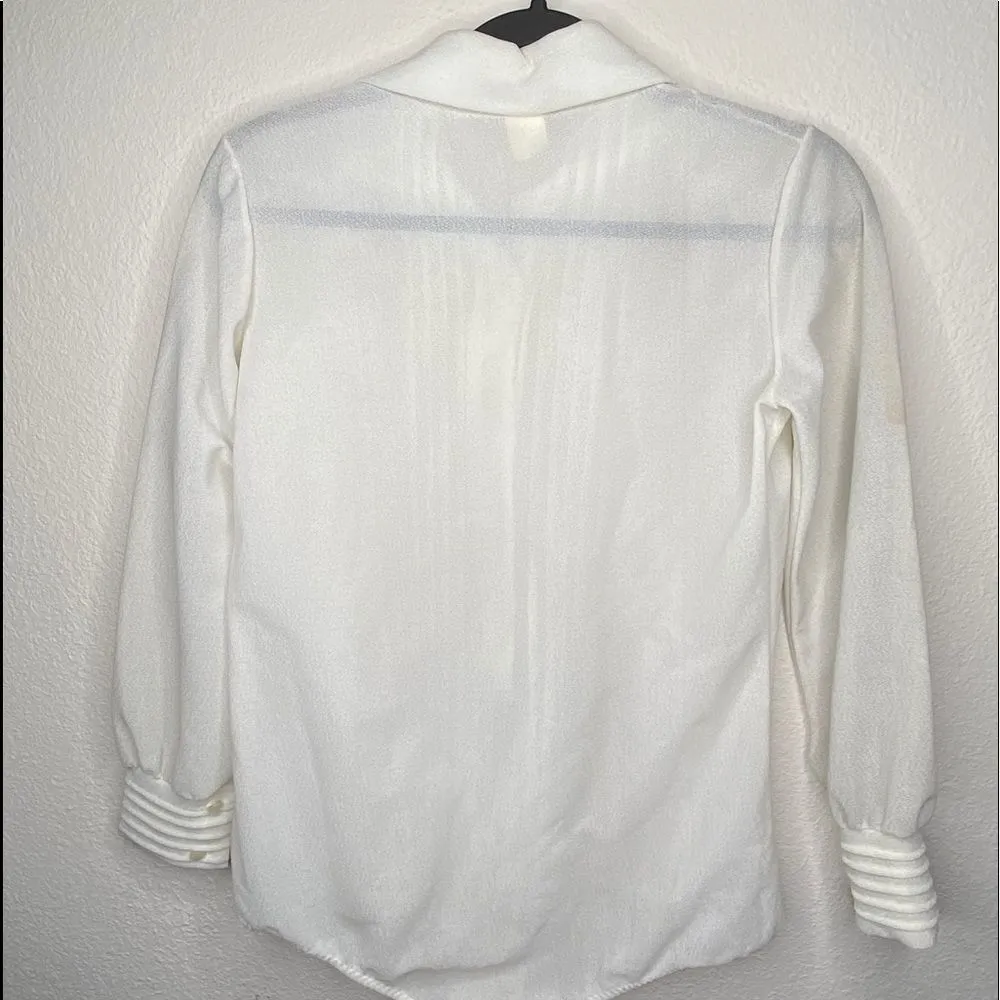 Vintage Baronet Bodysuit Blouse‎ White Size M - Image 4