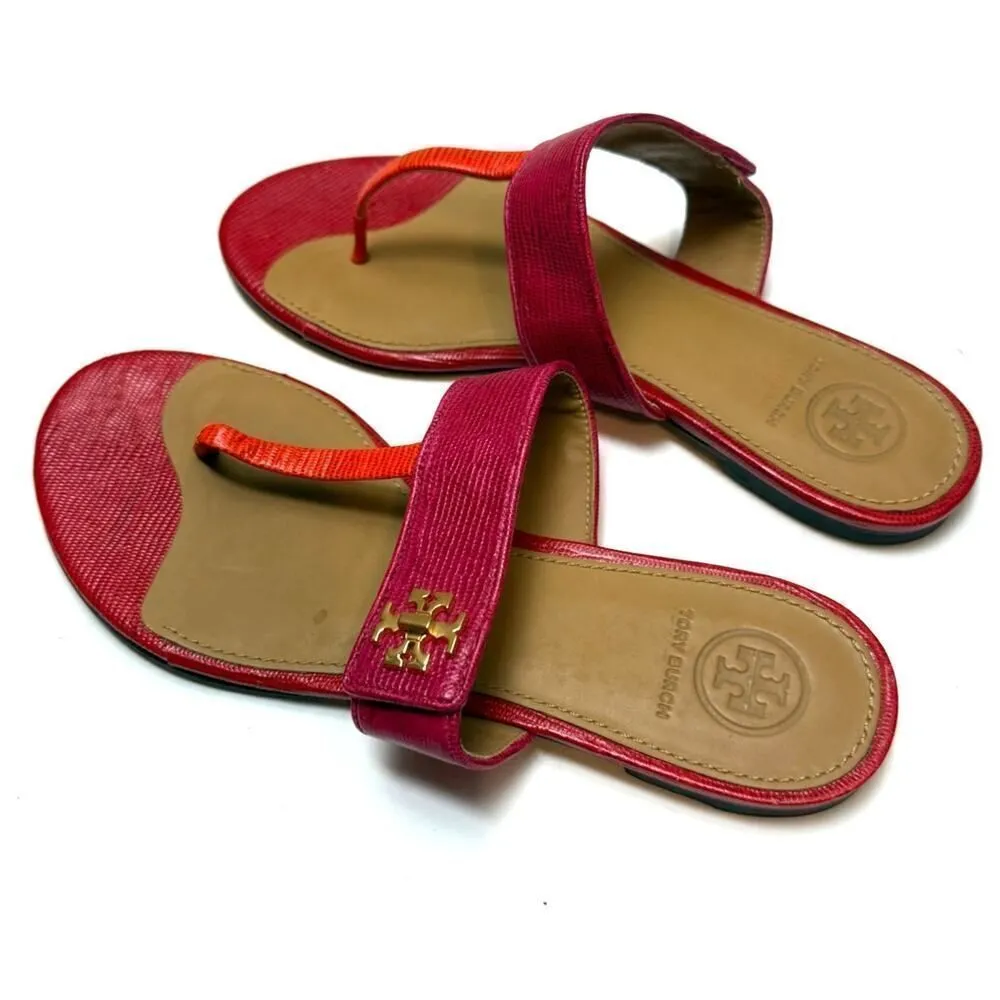 Tory Burch Pink Orange Kira Thong Sandals Sz. 7 - Image 2