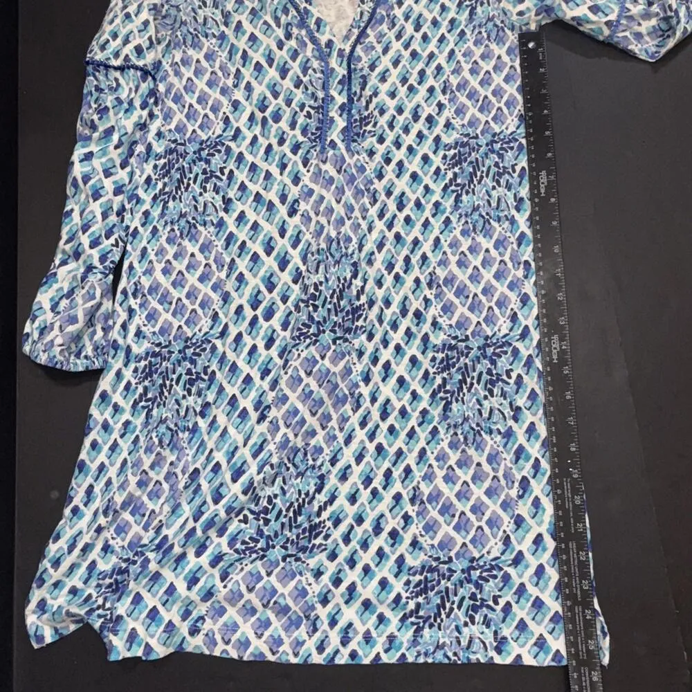 Lilly Pulitzer Fringe Pineapple Preppy Beach Puff Sleeve Designer Mini Dress Med - Image 13