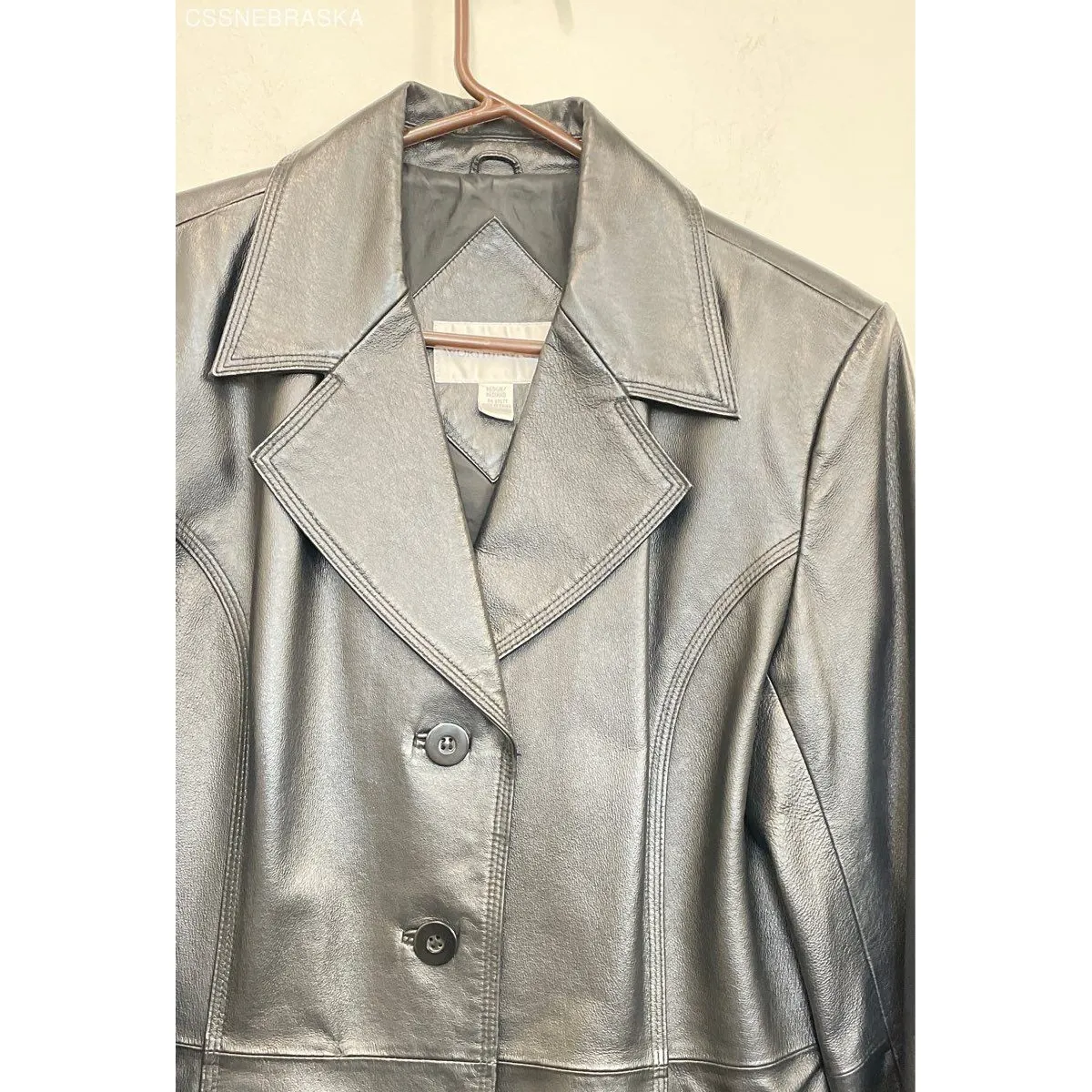 Worthington Black Women's 100% Genuine Leather Jacket Blazer - Size‎ Medium - Image 2