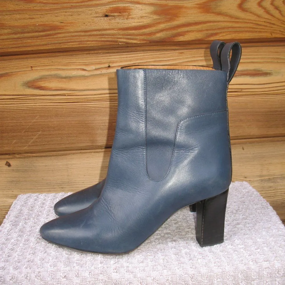 Chloe Navy Blue Heeled Ankle Boots Size 6 6.5 - Image 4