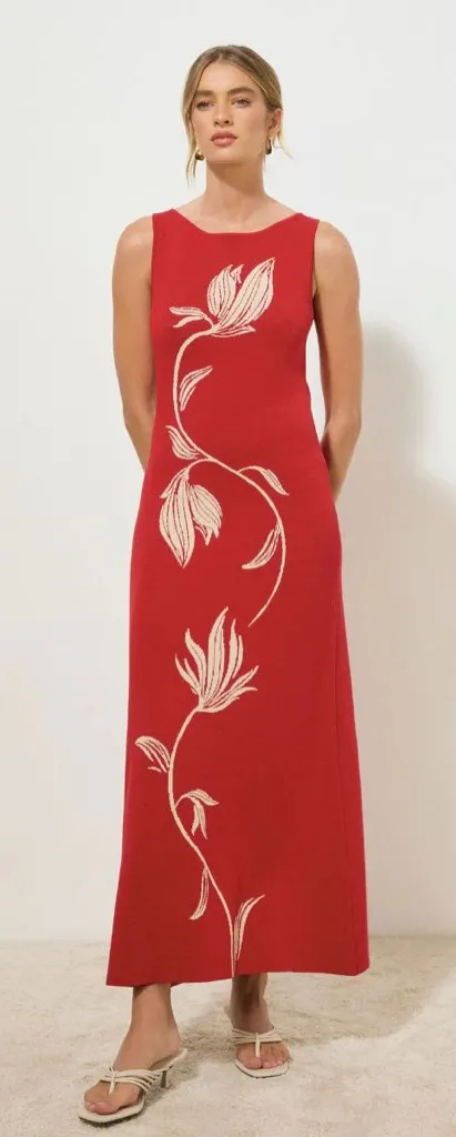 Mon Renn Tresor Knit Dress Rose Red Size Small NWT Holiday Chic Everyday Style - Image 1