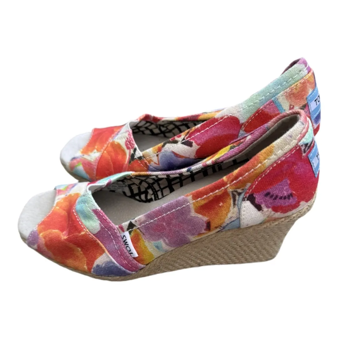 Toms Womens Calypso Corbel Classic Pump Wedge Heels Shoes Multicolor Floral 8W - Image 2
