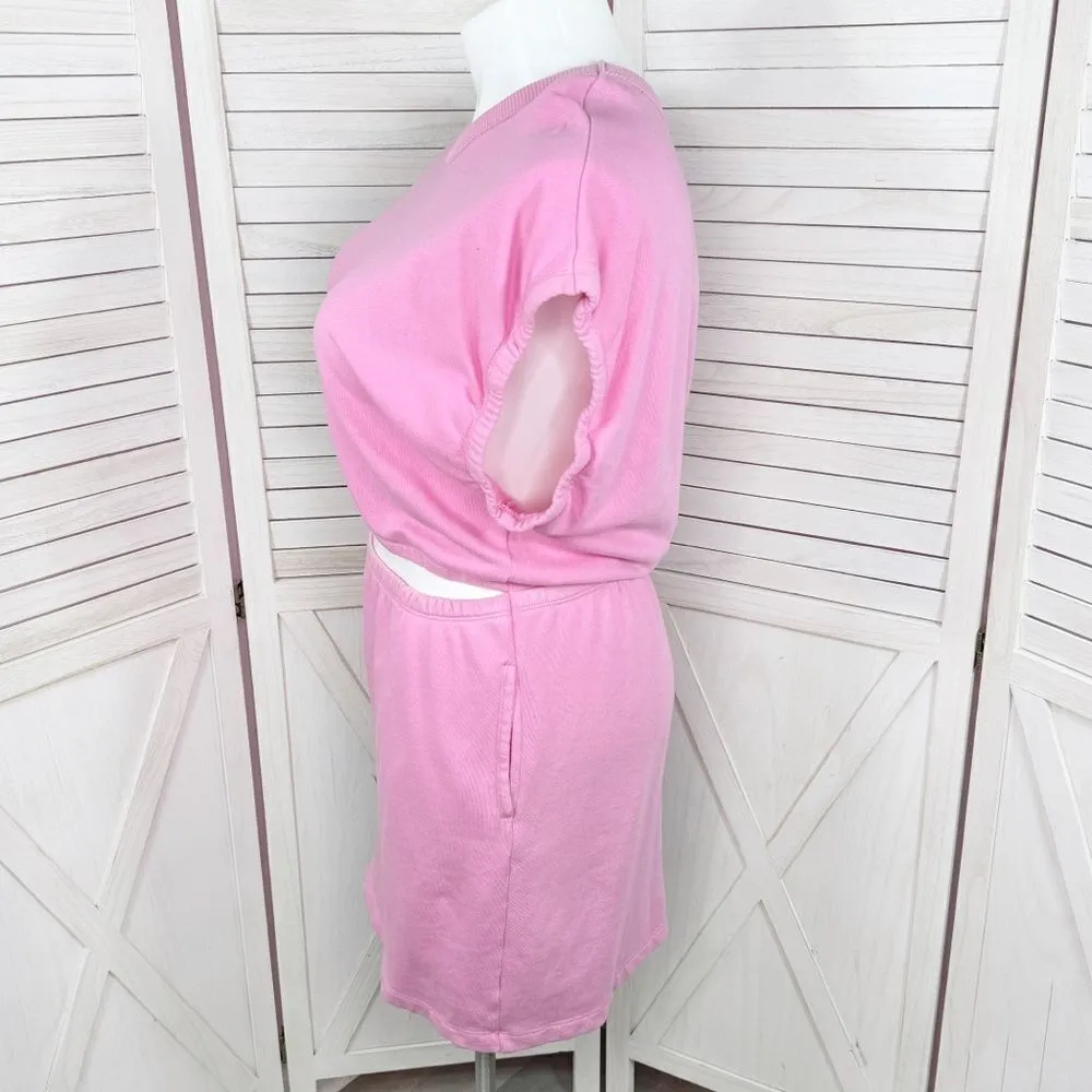 Offline by Aerie Weekend Fleece Cutout Front Casual Mini Dress Pink XXL - Image 3