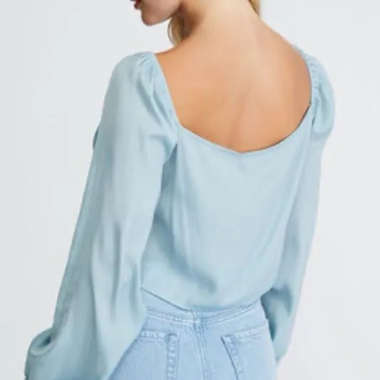 Pacsun NWT satin tie front long sleeve flowy princess blouse - Image 2