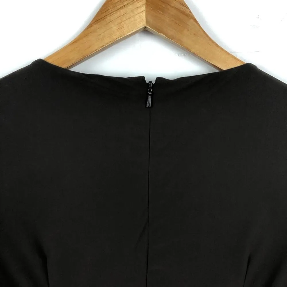 Rickie Freeman Teri Jon Sheath Dress Faux Leather Brown Size 4 - Image 9