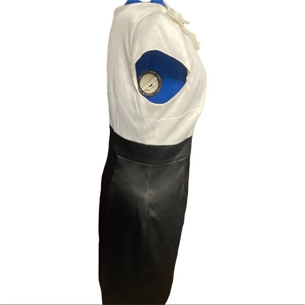 STUDIO ONE women’s dress, Size 16, white & black with white rosettes SEE DESCRIP - Image 2