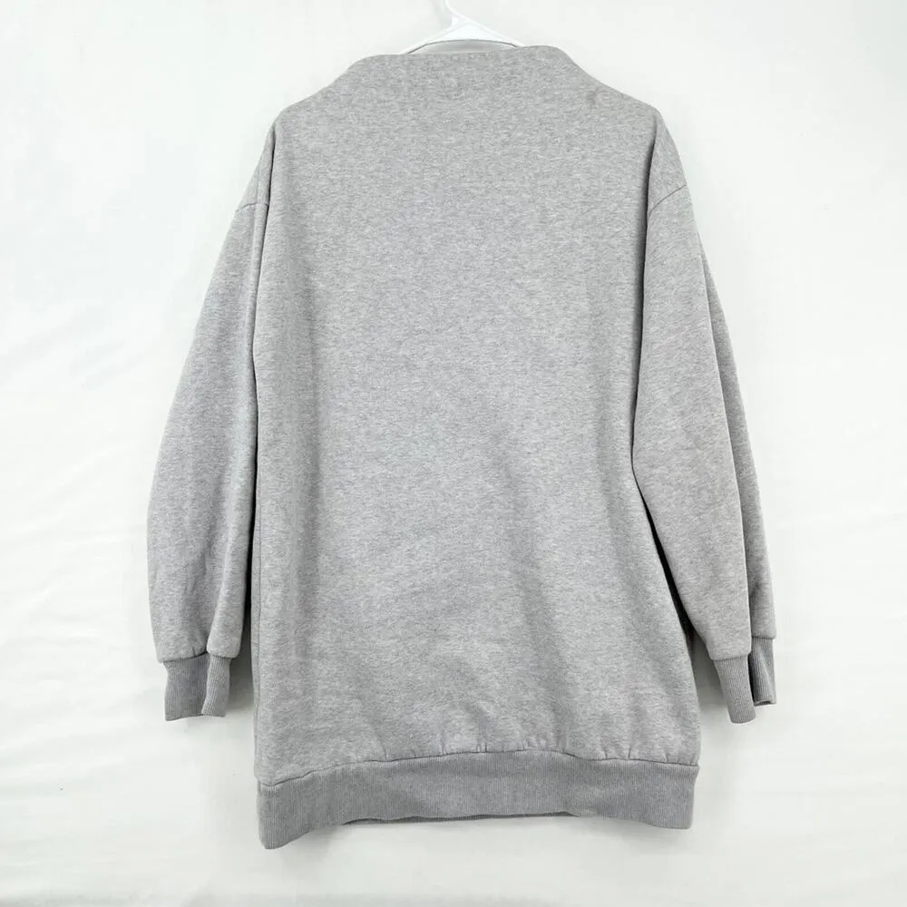 GYMSHARK Women Size Large Sweater Pullover Oversized Grey Mock Neck Athleisure - Image 7