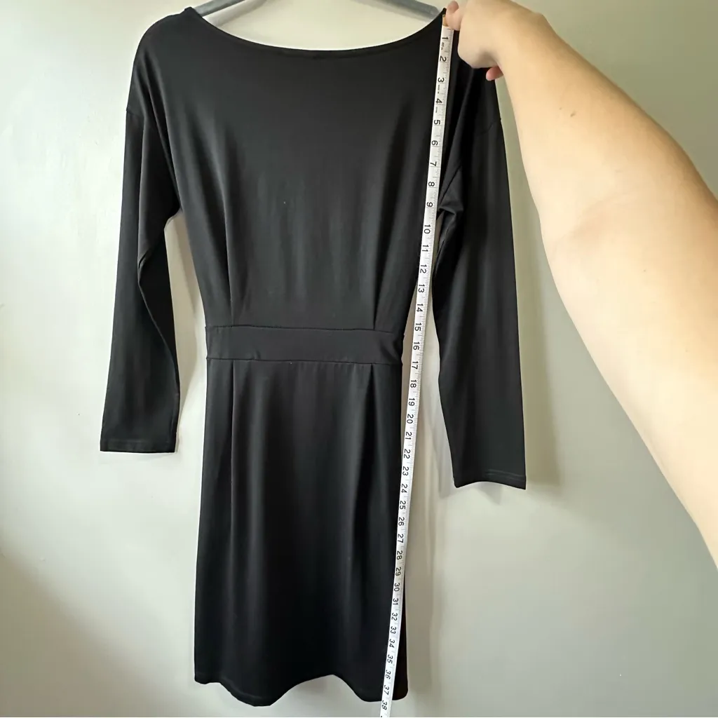 Pretty Garden Elegant Black Boat Neck Long Sleeve Tie Front Formal Dress Size M - Image 6