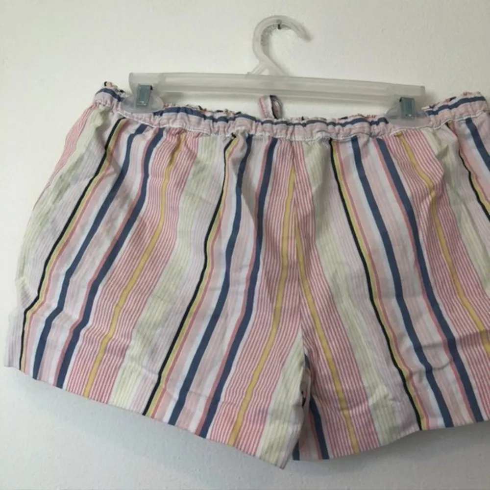 ANN TAYLOR LOFT Striped Tie Waist Shorts Pink White Blue 100% Cotton Boho Small - Image 11