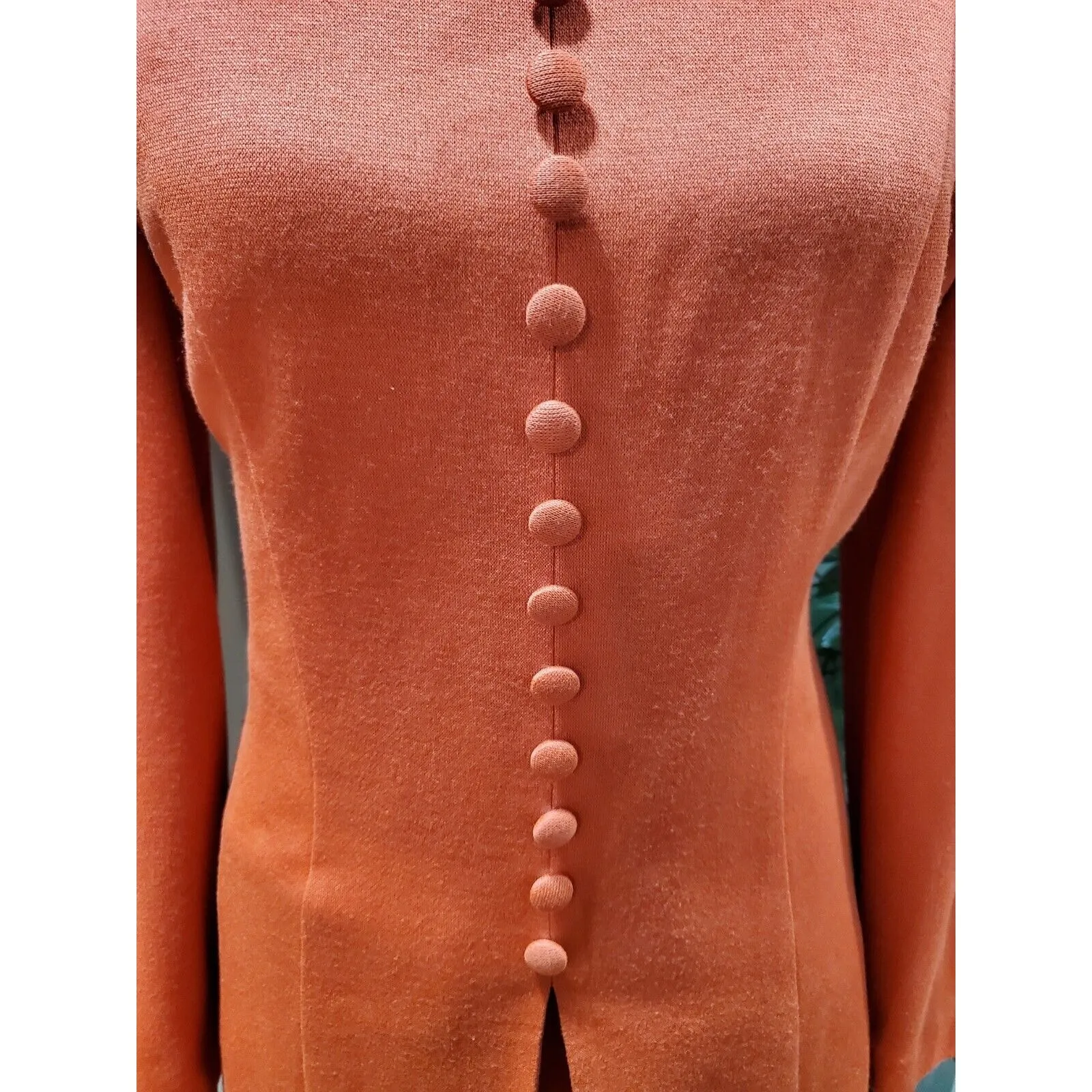 VTG Dani Max Women's Orange Acrylic Round Neck Long Sleeve Knee Length Dress 12 - Image 3