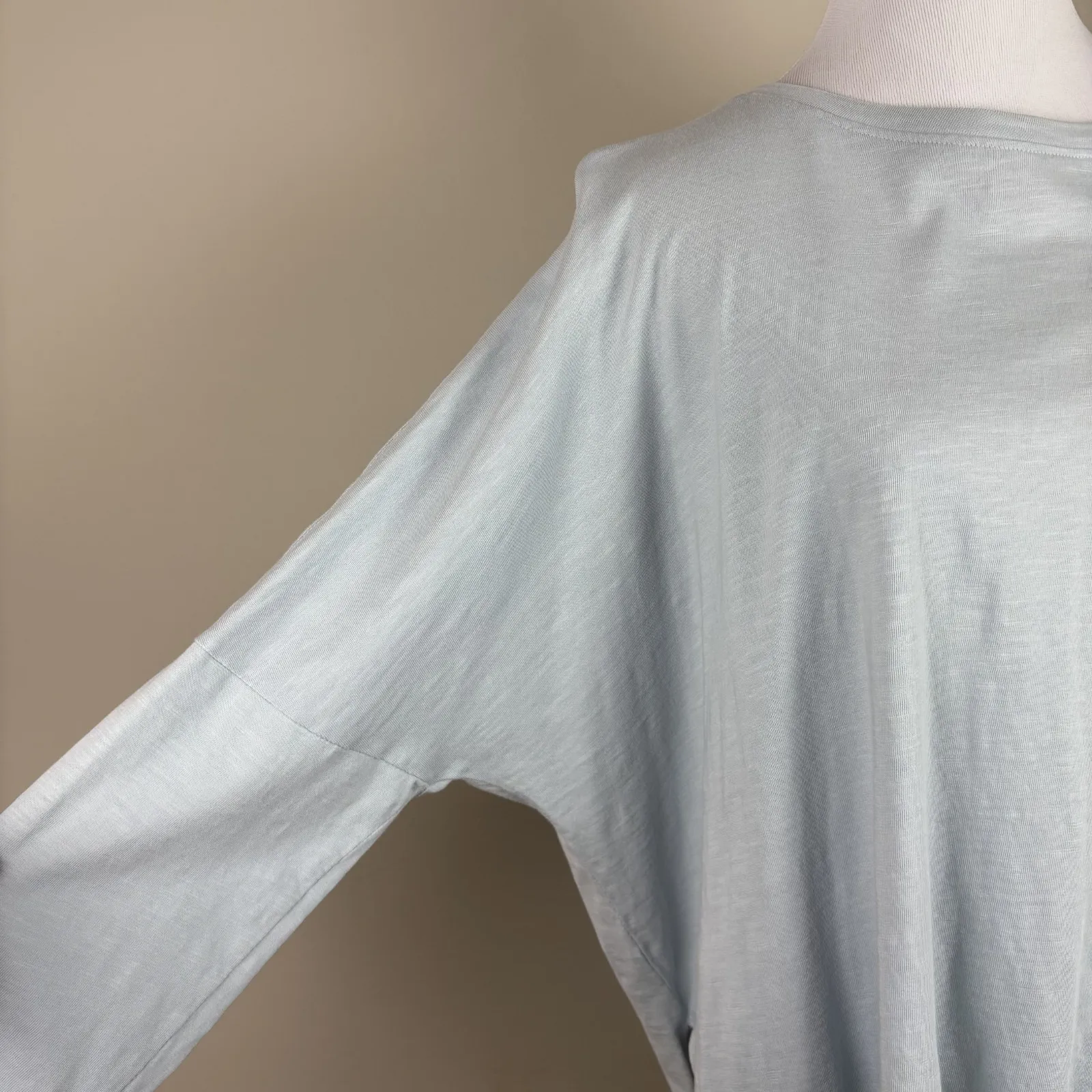 MERSEA Tunic Top One Size Catalina Slub Blue Cotton Oversized Dolman Long Sleeve Size L - Image 4