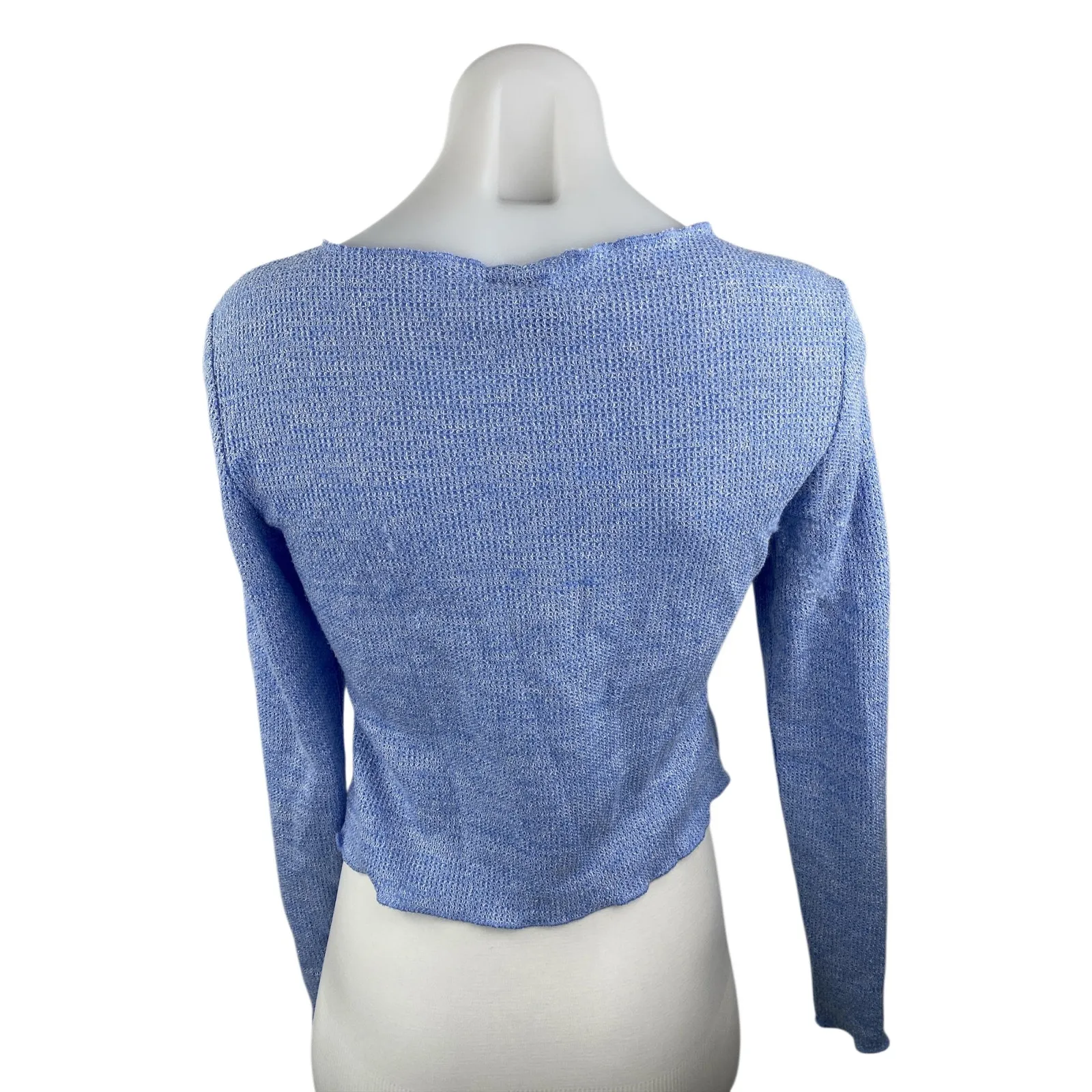 Princess Polly Women's Blue Knit Long Sleeve Round Cropped Sweater Top Size 6 - Image 2