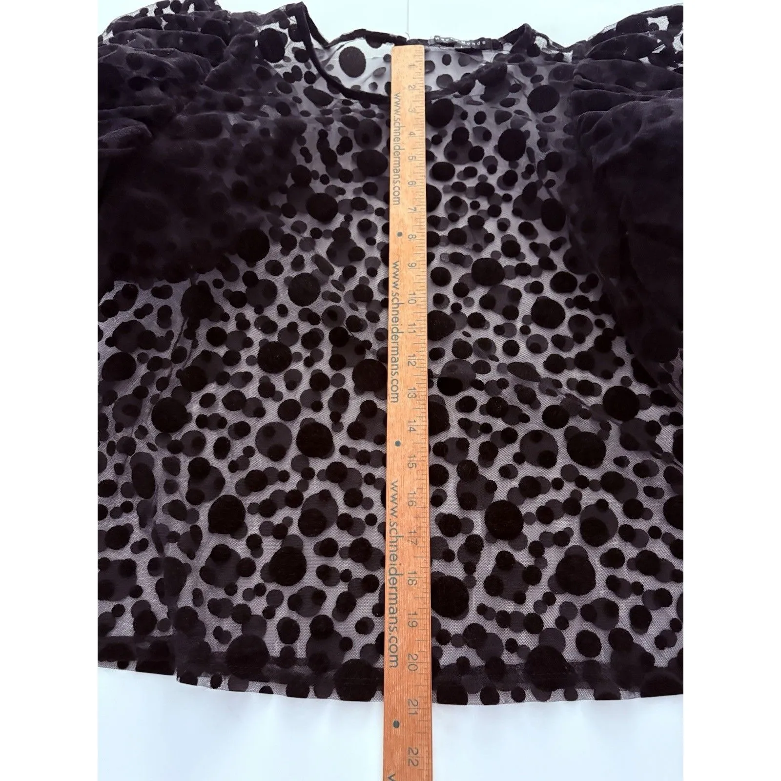 Haute Monde Womens Large Black Sheer Dots Puff Sleeves Whimsigoth Fairy Coquette - Image 5