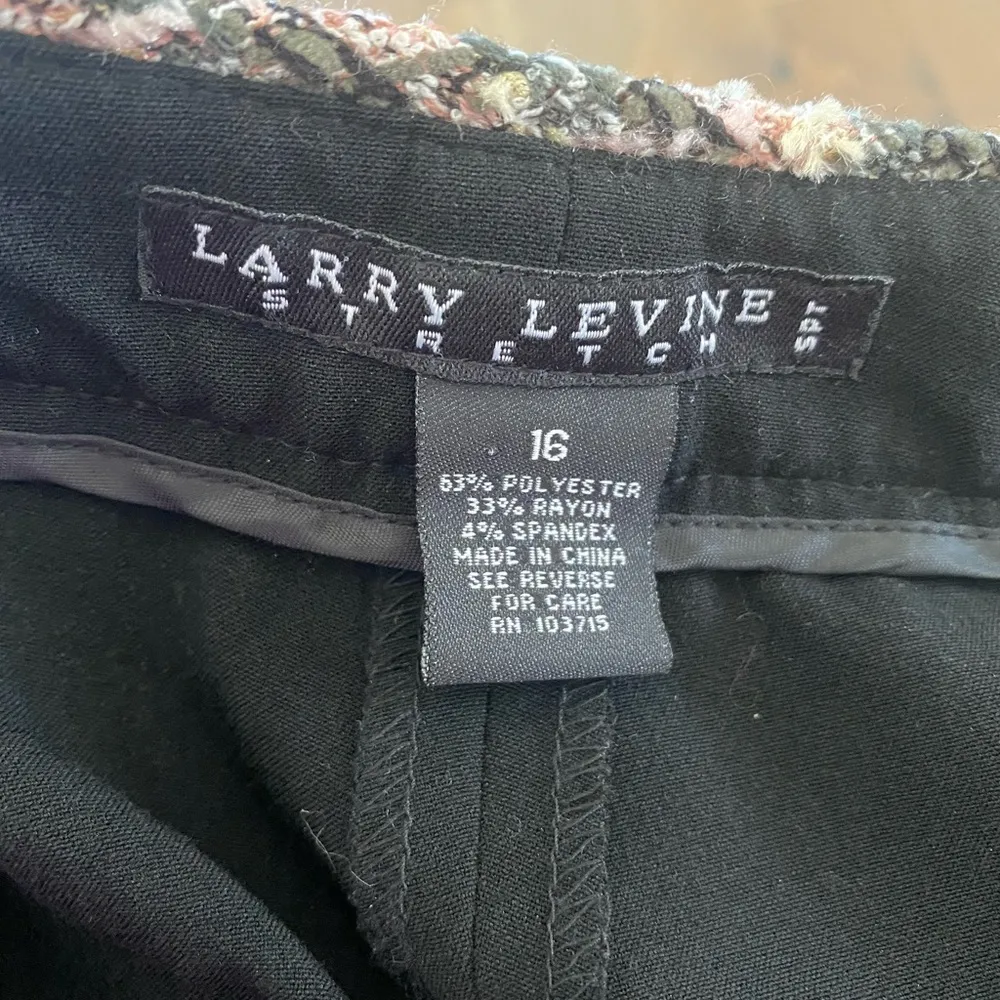 Larry Levine Black Stretch Tweed Waist Dress Pants Size 16 - Image 6