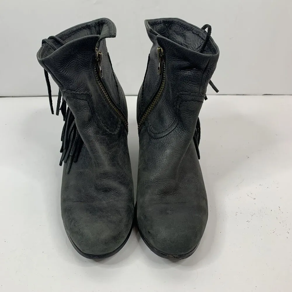 Sam Edelman Size 9.5 Louie Ankle Bootie Distressed Suede Leather Fringe Women's - Image 5