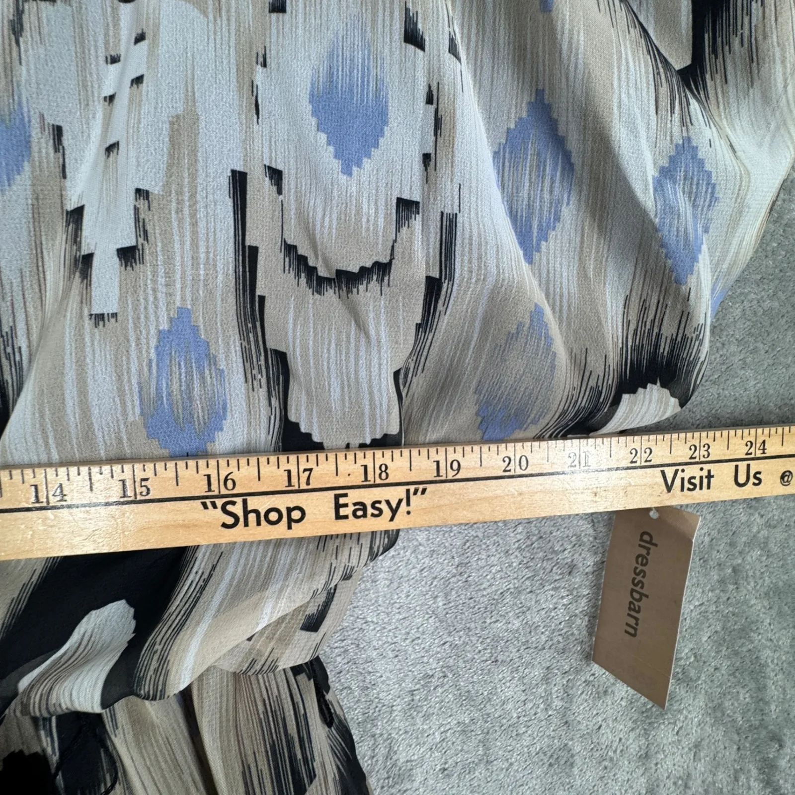 Dressbarn Dress Boho Ikat Beaded Tunic Size 10 NWT Beige Blue‎ Tribal Festival - Image 13