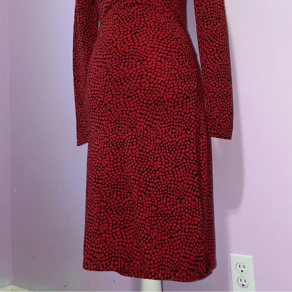 DVF Wool Midi Wrap Dress Women S Long Sleeve Office Professional Career Luxury - Image 4