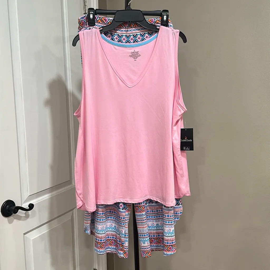 Cuddl Duds Women’s Sleeveless Pajama Top & Wide Leg Pajama Pant 2pc Set XXL - Image 2
