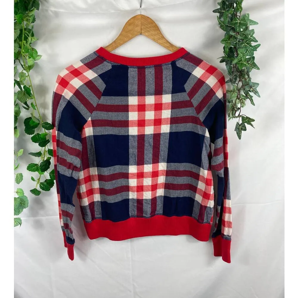 aerie red white & blue plaid sweater - Image 5