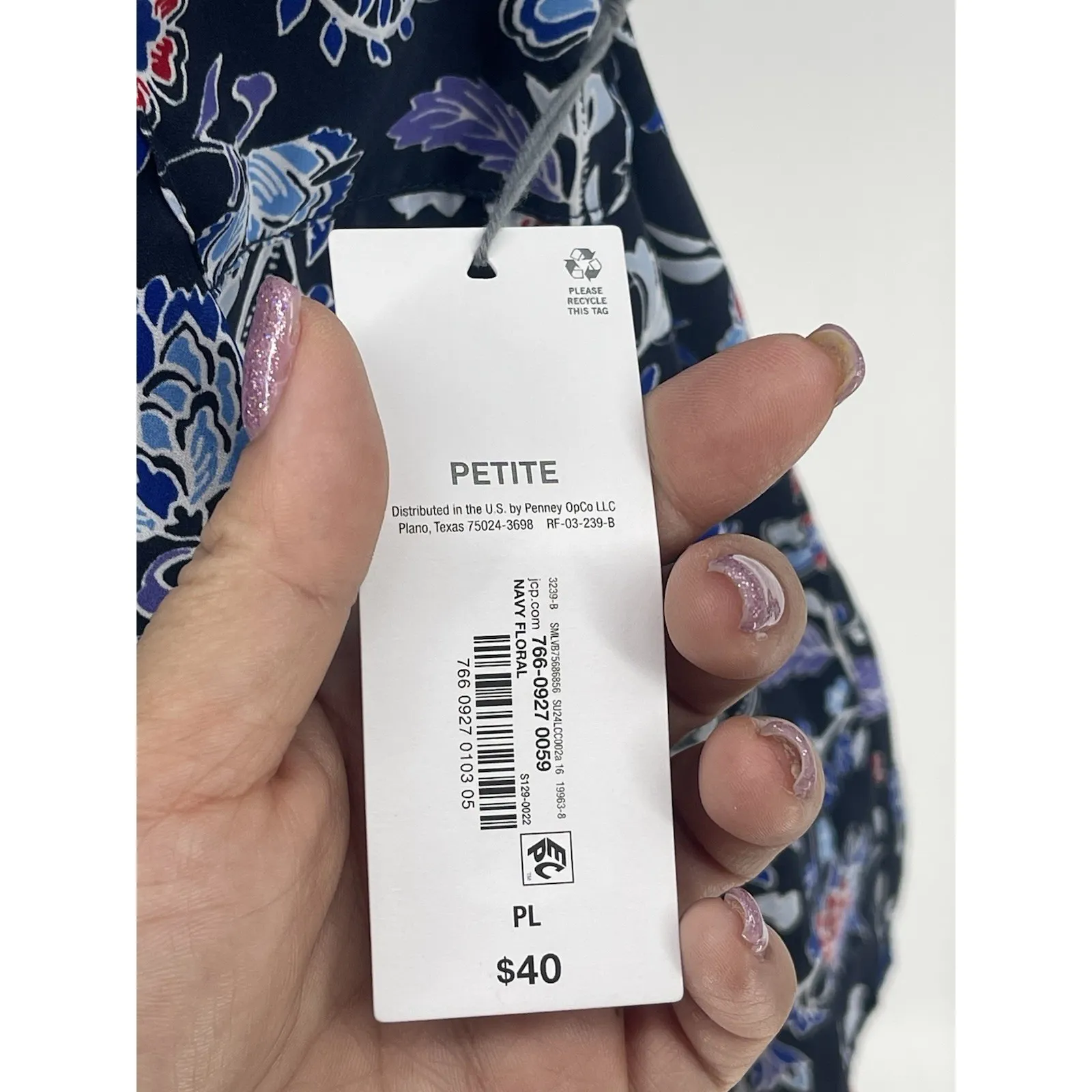 Liz Claiborne Women Tank Top Size PL Navy Floral Coastal NWT Bin11 - Image 4