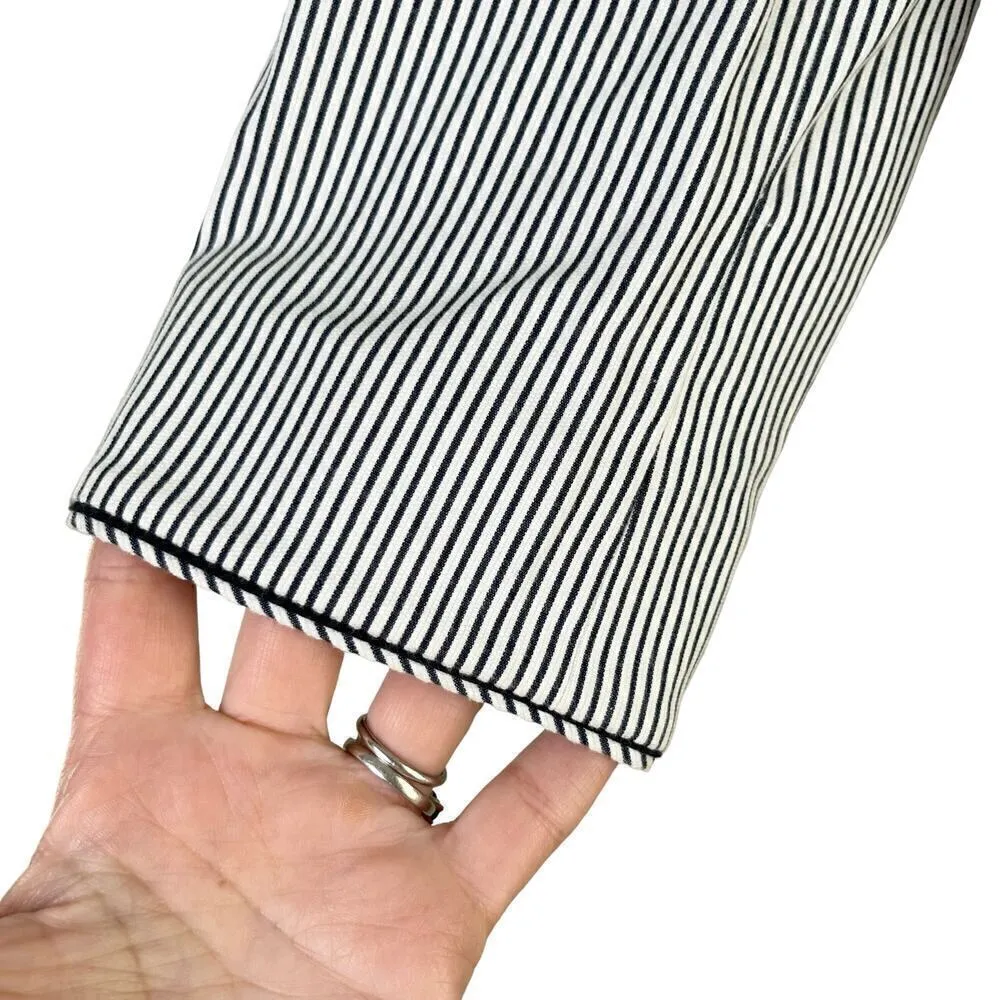 Talbots Stripe Piped Blazer Jacket in Black‎ and White Cotton Stretch, Size 4 - Image 10