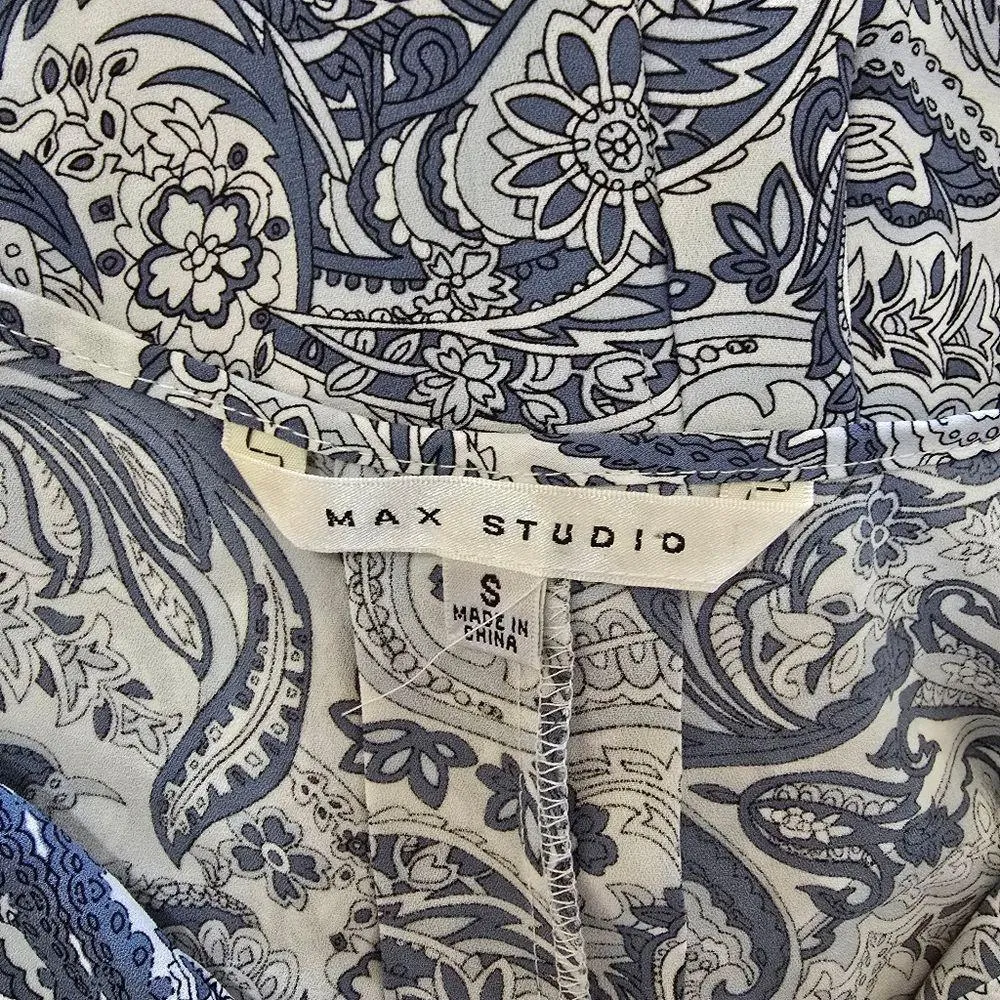 Max Studio Blue & White Paisley Blouse – Size Small - Image 6