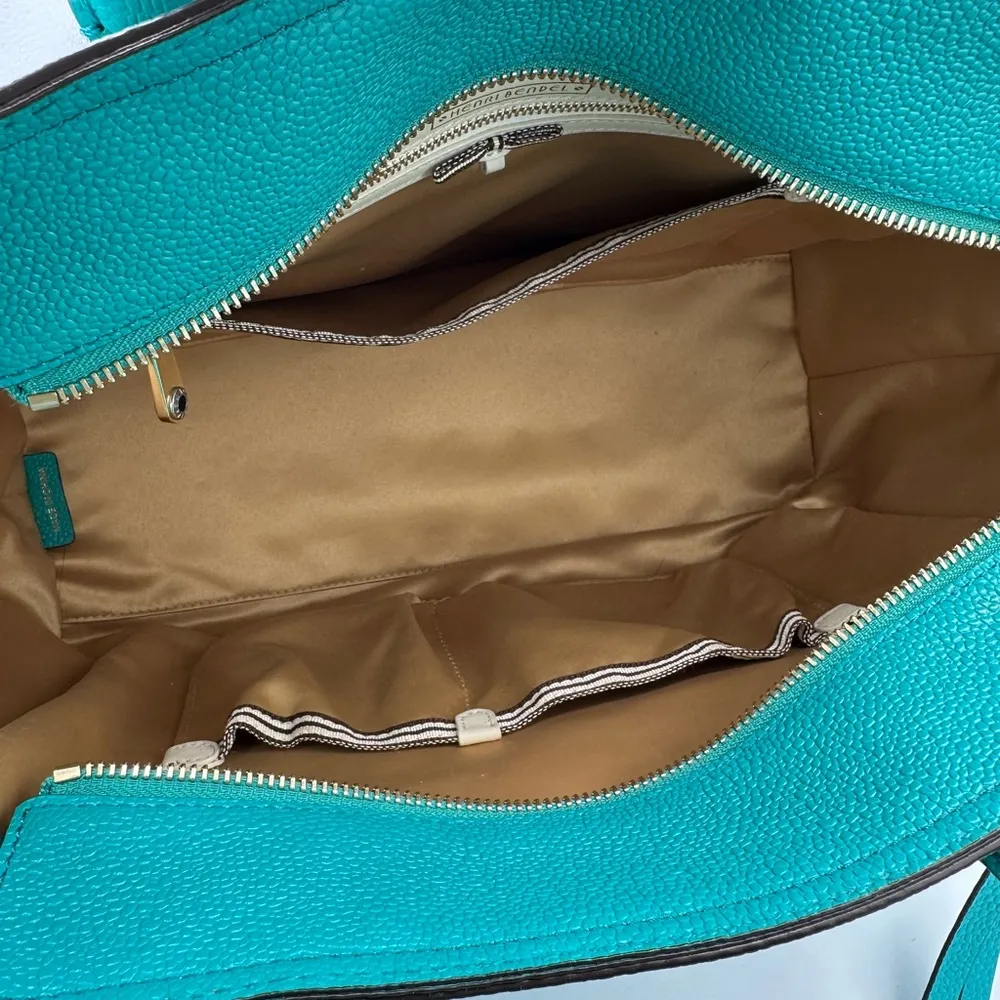 Henri Bendel A-Lister Satchel with Shoulder Strap in Turquoise Pebbled Leather - Image 14