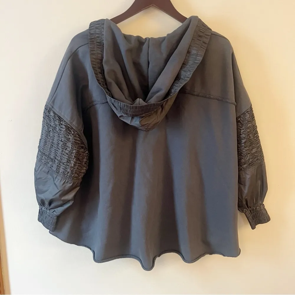 Free People Movement Spin Pullover Hoodie Dark Gray Size Small Smocked Sleeves - Image 8