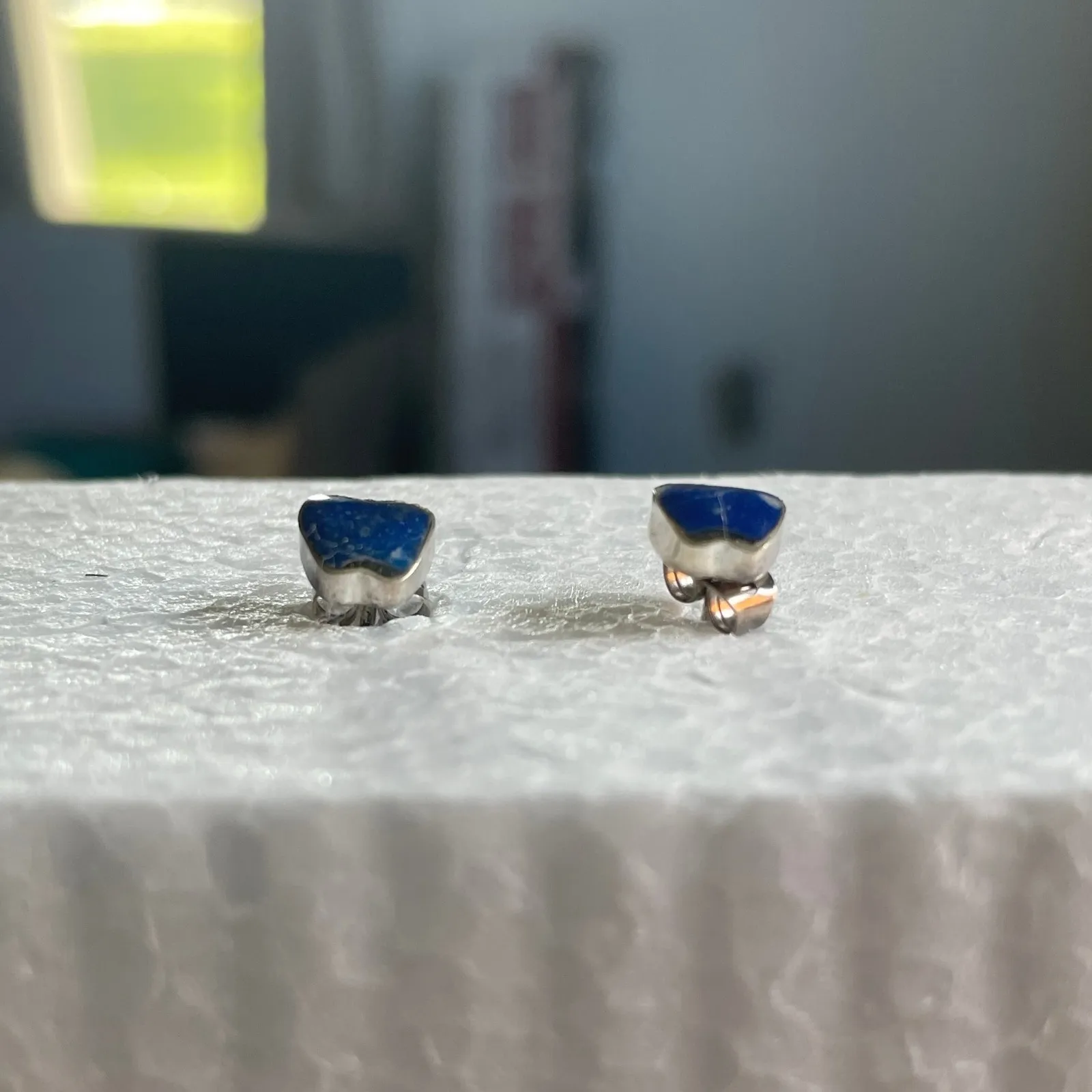 Lapis Lazuli Apple Stud Earrings Silver Tone Cute Fruit Jewelry Teacher Gift Blue - Image 5