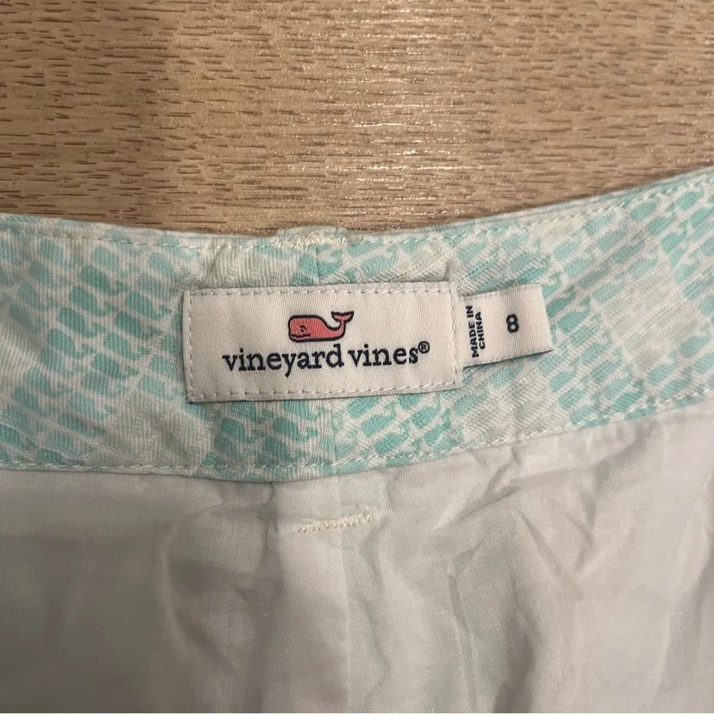 Vineyard Vines Gingham Whale Dayboat Shorts Blue White Size 8 - Image 2
