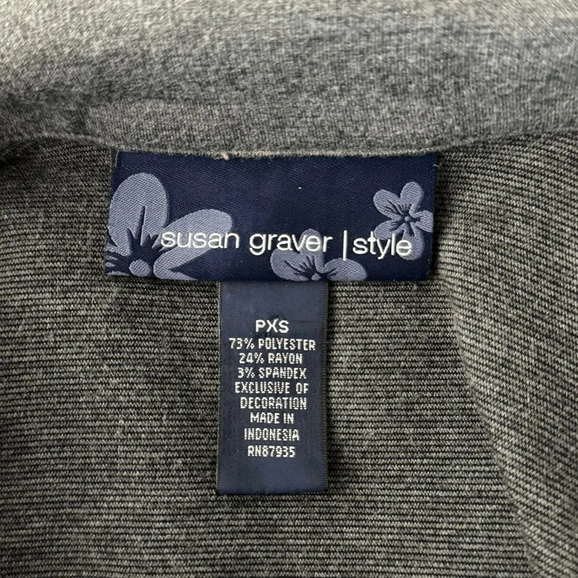 Susan Graver Shirt Womens XS Petite Gray Silver Zip Up Sweatshirt Basic Casual - Image 7